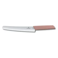 Кухонний ніж Swiss Modern Bread&Pastry 22см волн. с рож. ручкой (блістер)