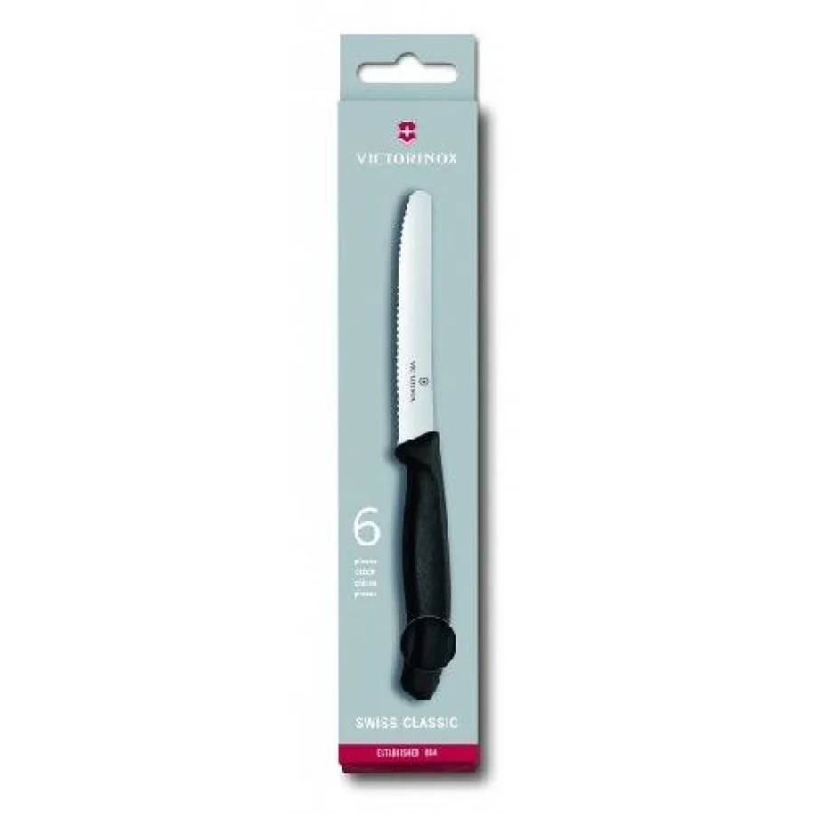 Набір кухонний Victorinox SwissClassic Tomato&Sausage Gift Set 6 ножів лезо 11см хвил. з чорн. ручкою