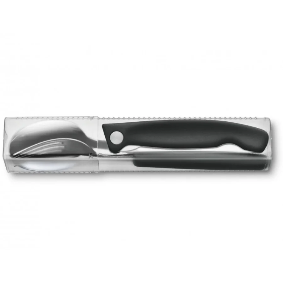 Набор кухонный Victorinox SwissClassic Table Set 3шт з чорн. ручкою (складаний ніж, виделка, ложка)