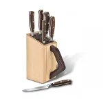 Набір кухонний Victorinox Grand Maitre Сhef's Wood Cutlery Block 6шт з дерев. ручкою з підставкою (5 ножів, віделка)