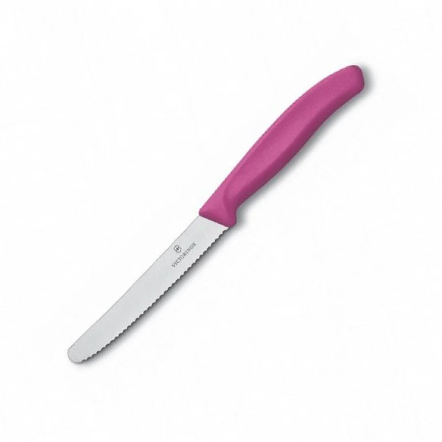 Кухонний ніж Victorinox SwissClassic Tomato&Sausage лезо 11см хвил. з рож. ручкою