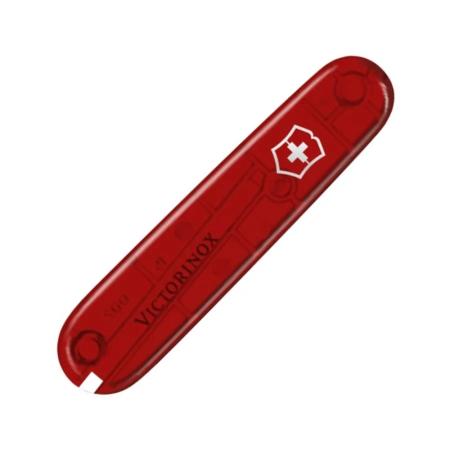 Накладка на ніж Victorinox 91мм red transparent передня з лого (Va+)